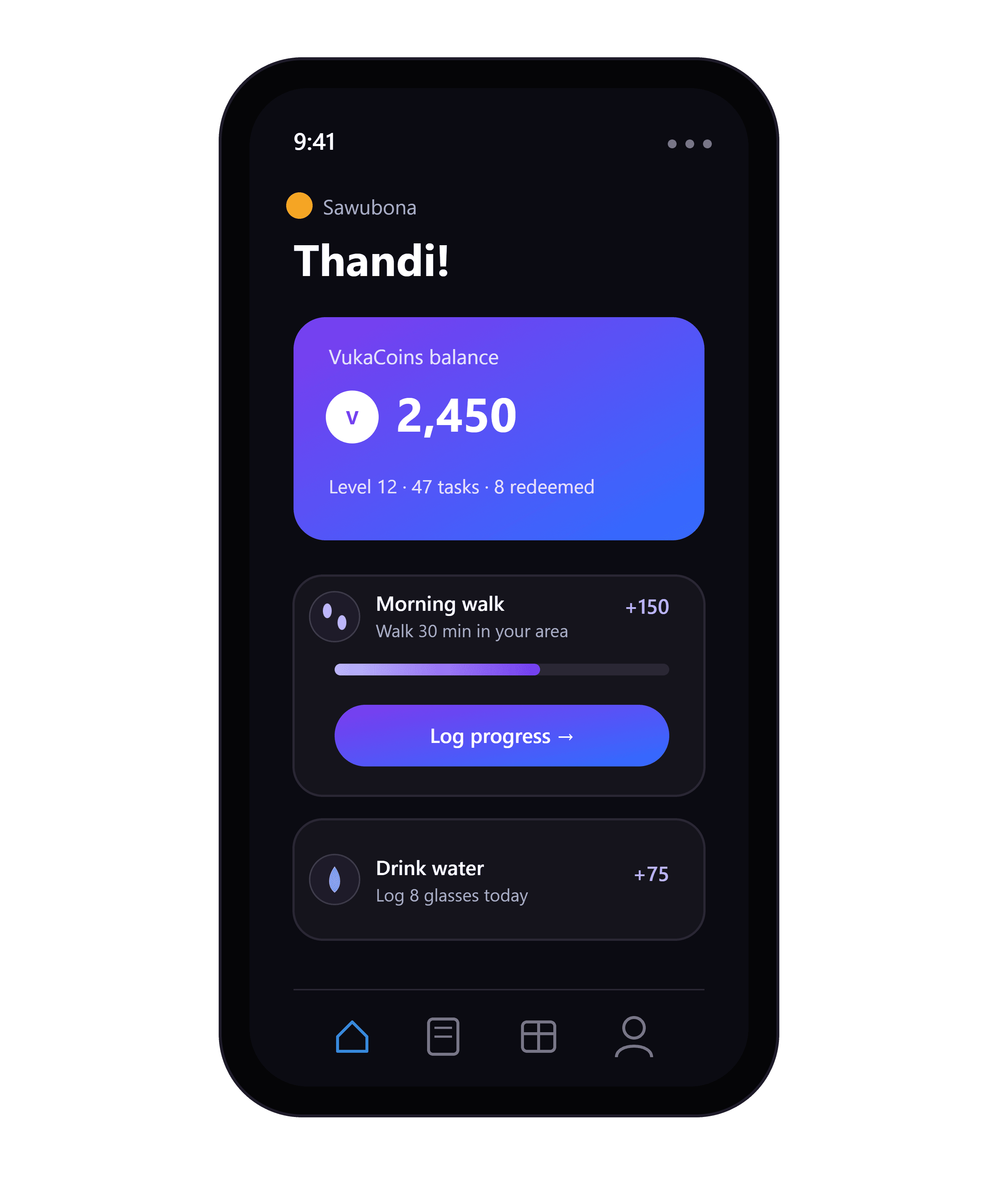 Kasi Vuka Fit app screens